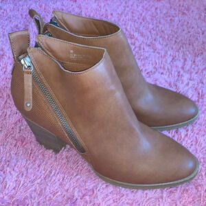 Dolce Vita Zip-Up Leather Booties Brown Size 10